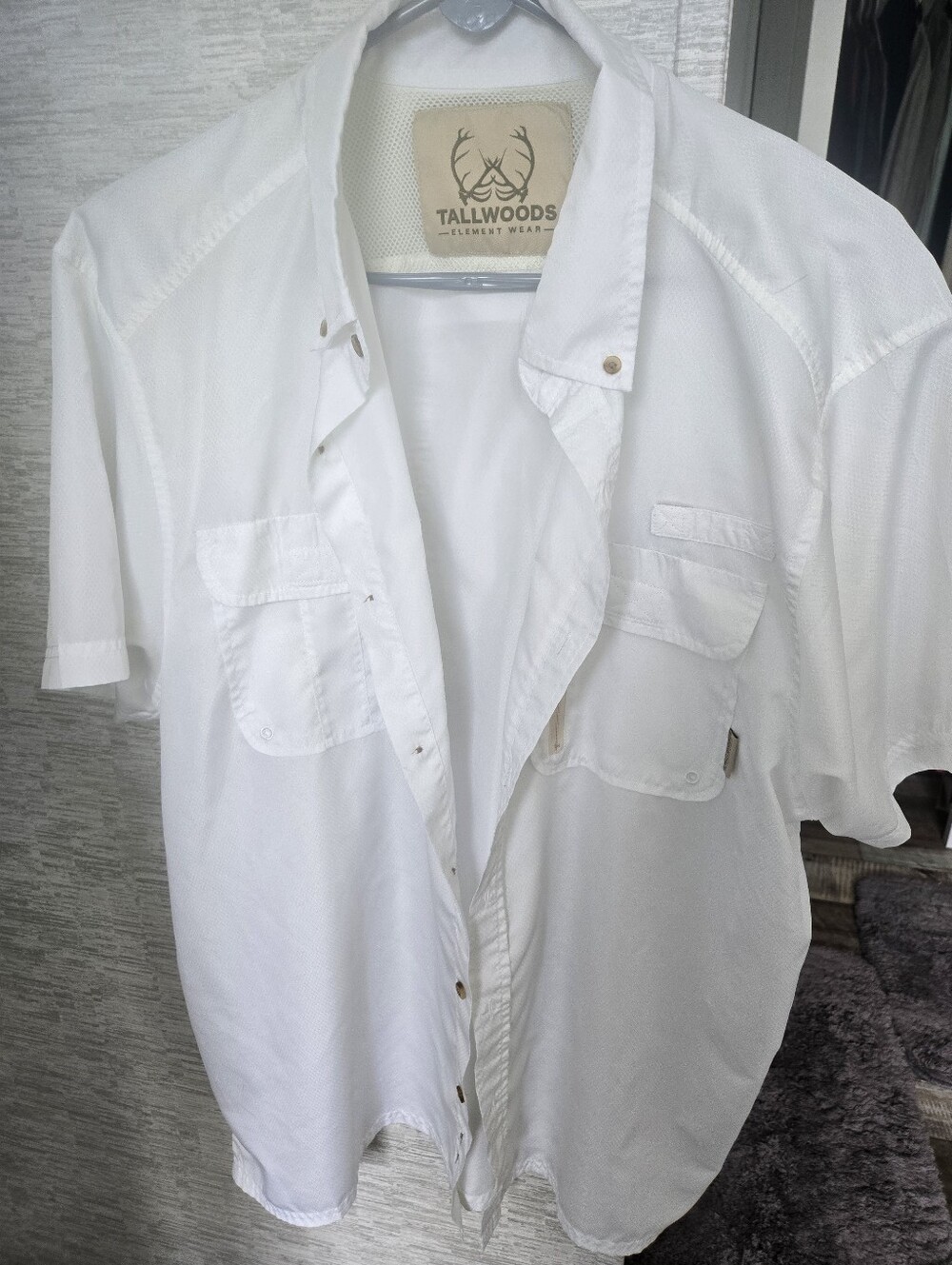 Mens Tallwoods White Short-Sleeve Button Shirt